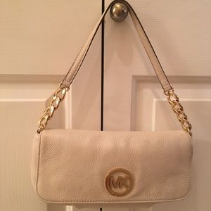 MICHAEL Michael Kors Soft Leather Purse in ivory / white / cream w gold hardware